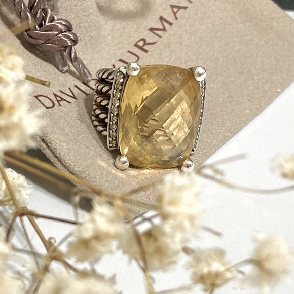 20x16mm David Yurman Large Wheaton Ring with Citrine and Pave Diamonds - Picture 7 of 16